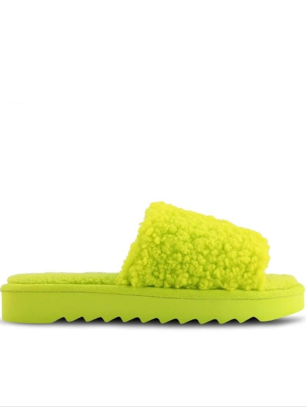Nine West Lime Green Fuzzy Platform Slides